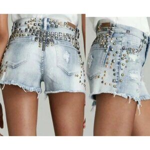 $108 BLANK NYC Heavy STUDDED Sz 29 Hi-Rise JEAN Shorts CUT OFFS embellished